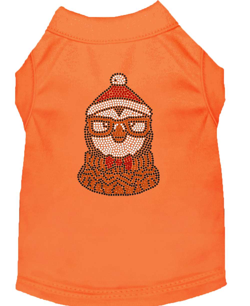 Hipster Penguin Rhinestone Dog Shirt Orange Lg